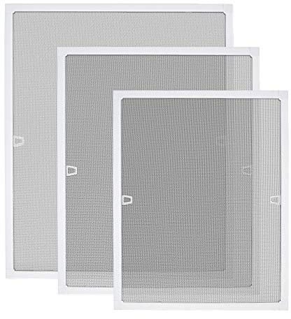 UISEBRT Mosquitera para ventana con marco de aluminio, marco antimosquitos, marco tensor sin taladrar, 100 x 120 cm, color blanco