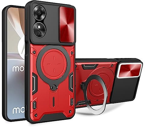 SEAHAI Cover per Oppo Reno 8T 4G (Reno8T), [Militare Anti-Caduta] Silicone Ultra Sottile Stile Fresco Custodia, con Metallo Magnetico Supporto e Protezione Fotocamera - Rosso