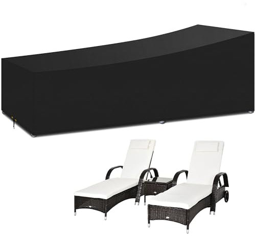Funshot Gartenliege Abdeckung, 220x80x35/55cm, 420D Oxford-Gewebe Outdoor Garten Sonnenliege Abdeckung wasserdicht, Anti-UV, Schutzhülle für Sonnenliege Liegestuhl Deckchair,Schwarz