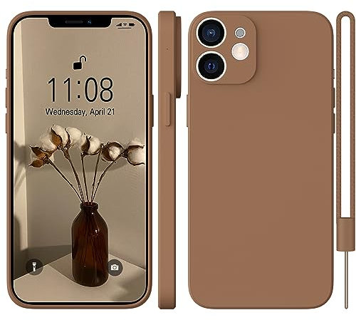 WXX für iPhone 12 Hülle Silikon Case, Dünn Slim mit Microfiber, Kratzfeste Rundumschutz Case für iPhone 12 6.1'' Matte Brown