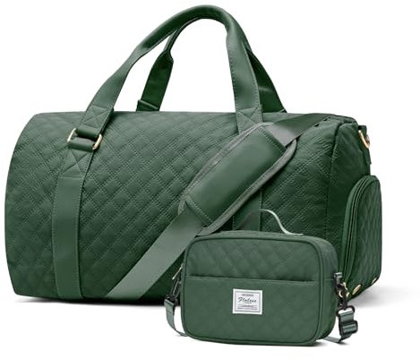 Reisetasche Damen mit Schuhfach, Reisetaschen Handgepäck Reise Tasche Weekender Duffle Travel Bag Sporttasche Wasserdicht Kliniktasche Geburt mit Schuhfach & Nassfach -Grün