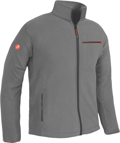 ACE Giacca in pile - giacca calda da uomo per l'outdoor - giacca da uomo senza cappuccio - zip e tre tasche - Grigio - L