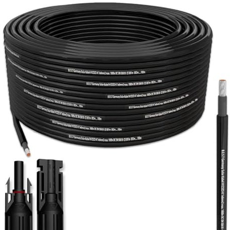 Solarkabel Solarleitung 75m 6mm² Photovoltaik PV Kabel + 10 Stecker Schwarz