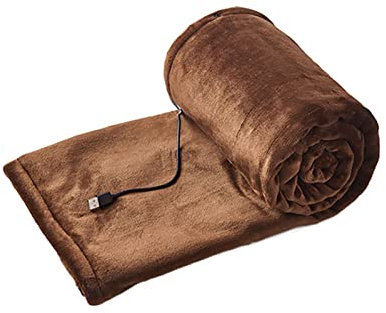 Rubu22a Heizdecke Klein, 160x80 cm USB Heizkissen für Bett, Sofa & Camping, Wärmedecken Energiesparend & Waschbar, Einfarbig Decke Elektrisch (B1-Coffee, 160x80 cm)