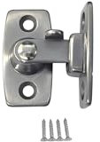 QCAA Schwerer geschmiedeter Türriegel aus massivem Messing, 90 Grad rechtwinkliger Türriegel für Türen und Fenster, klein, 4,4 cm, satiniertes Nickel, 1 Stück, hergestellt in Taiwan
