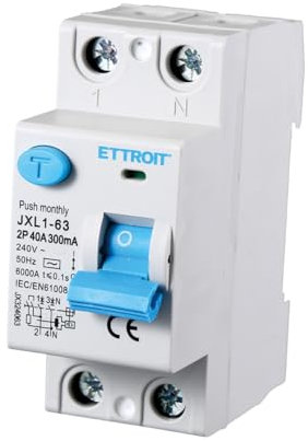 Interruptor diferencial puro, 2P 300mA 6kA 240VAC, ahorro de vidas, ocupa 2 módulos DIN (2P-40A-6KA-300mA)