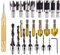 23Pcs Countersink Drill Bit Set - 6 Countersink, 7 Three Pointed, 8 Wood Plug Cutter Bits for Wood DIY