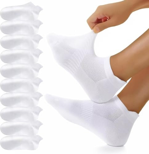 AnWILL Sneaker Socken Herren 43-46 10 Paar Kurze Baumwolle Weiß Socken Damen Laufsocken Herren 43-46 Halbsocken Kurz Sportsocken Atmungsaktive Sommer Halbe Low Running Socks Anti Schweiß