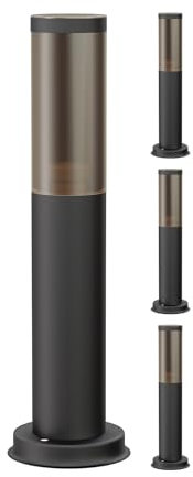 ledscom.de 4 Stück Wegelicht/Pollerleuchte/Gartenleuchte PORU für außen, Rauchoptik, IP44, 40 cm, schwarz, 1x E27 max. 40W
