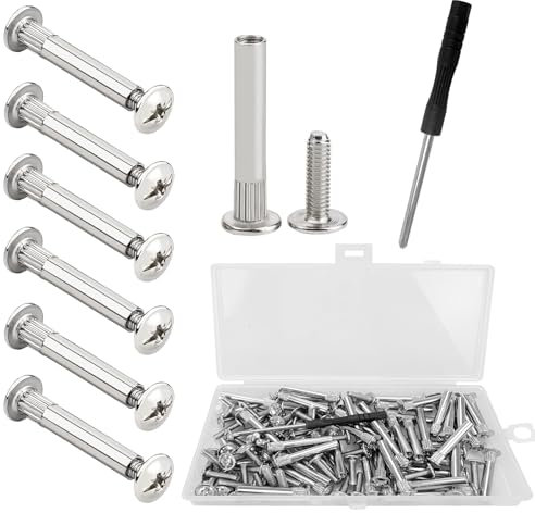 50 Stück Verbindungsschrauben,M4 Schrankverbinder Möbelschrauben Hülsenschrauben Möbelverbinder Schrauben Verbinder für Möbel Holzbrettern Schränken,Mit Schraubendreher