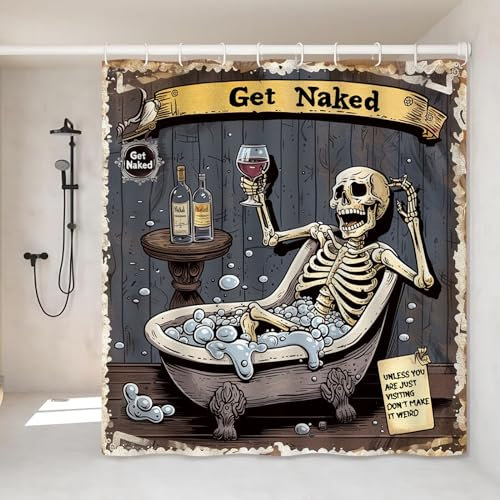 VODRM Rideau de douche humoristique en polyester avec 12 crochets Motif tête de mort 183 x 183 cm