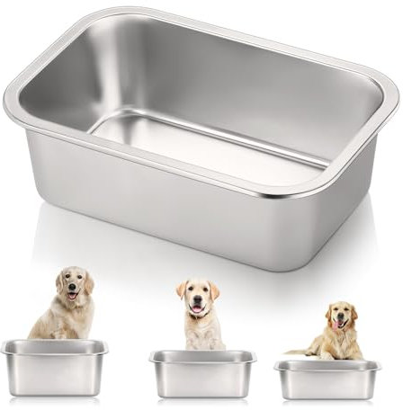 Grande gamelle d'eau pour chien, bol d'eau en acier inoxydable, grande capacité, bol d'eau intérieur et extérieur pour chiens de grande taille et XL, 1 paquet.