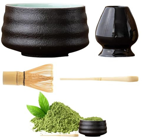 Juego de Matcha japonés,Juego de kit Matcha - Kit japonés para hacer Matcha,Kit Matcha de accesorios japoneses para té, 4 Uds. Para la ceremonia del té japonés, para amantes del té