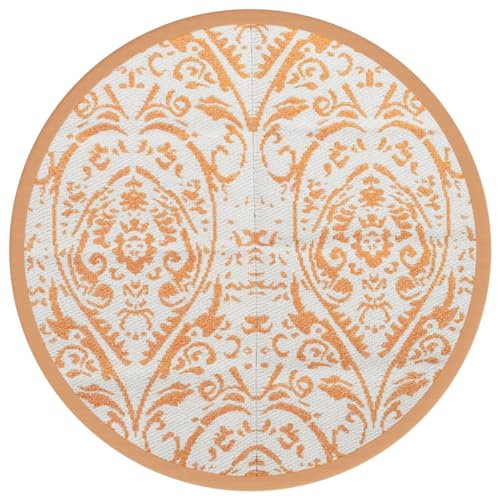 vidaXL Outdoor-Teppich Orange und Weiß Ø200 cm PP