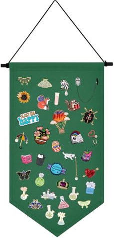 Kunyeah Broschen-Organizer zum Aufhängen an der Wand, Aufbewahrungsbox, bunte Leinwand, Pinnwand, Ständer, Emaille, Anstecknadel, Abzeichen, Aufhänger, Banner, Ohrringe, Sammlungshalter – Stifte nicht