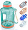 Goodatech Botella de Agua Deportiva, 1.5L/52 Oz, a Prueba de Fugas, sin BPA, con Marcador de Tiempo, Reutilizable para Atletismo, Ciclismo, Gimnasio, Oficina, Viajes al Aire Libre (Verde)