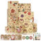 Larcenciel Geschenkpapier Weihnachten, 6 Blatt Weihnachtsgeschenkpapier + Geschenkanhänger + Aufkleber + Bindfaden, Rot Grün Blumen Weihnachtspapier Bunt Kraftpapier für Neujahr Urlaub Party, 70x50CM