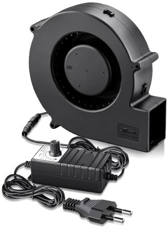 GDSTIME Ventilador radial de 140 mm, 230 V, 140 x 40 mm, 220 V, doble rodamiento de bolas, ventilador radial con control de velocidad de 5 V-12 V, para hinchable, barbacoa, picnic, chimenea