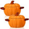 Uiifan 2 Pcs Pumpkin Bowl Ceramic Pumpkin Dish 17 oz and 54 oz Casserole Cookware Pumpkin Pot for Cooking Cute Safe Oven Pot with Lid Double Ear for Thanksgiving Autumn Fall Baking Halloween (Orange)