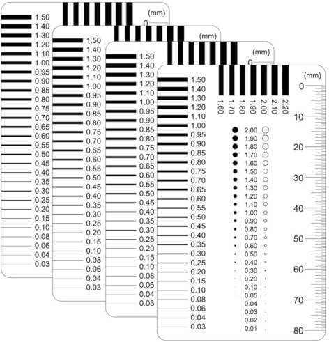 LQIOACU 4 Stück Rissmonitor Zeichenlineal Zollstock Fühlerlehre Kurvenlineal Rissbreitenlineal Risslineal Rissmonitor