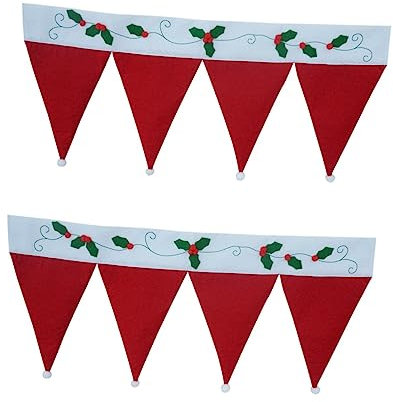 FUNOMOCYA 2stücke Weihnachtliche Santa Hut Gardinen-bordüre Für Fenster Und Türen Dekorative Weihnachtsverzierung Für Wohnzimmer Und Festlichkeiten Mit Pompons Und Stickereien
