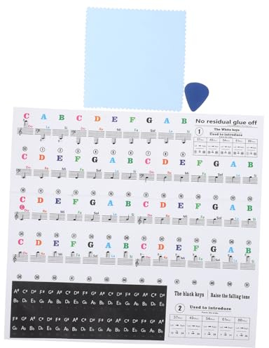 TOGEVAL Piano Key Sticker Für Anfänger Abnehmbare Klaviertastatur Aufkleber Für Tasten Bunte Notenaufkleber Einfachen Erkennung Von Musiknoten Für Elektronische Klaviere