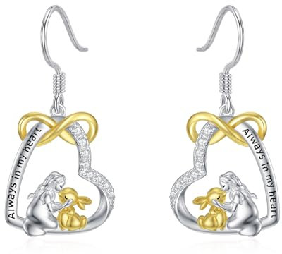 HARMONY BOLA Kaninchen Ohrringe 925 Sterlingsilber Herz Kaninchen Ohrhänger Hasenschmuck Geburtstags und Weihnachtsgeschenke für Frauen Mädchen