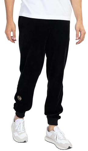 Sergio Tacchini Men's Court Velour Track Joggers, Black, M