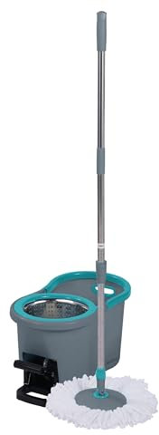 Beldray Antibac Spin Mop & Bucket Set - 360° String Mop with Additional Head, 4 Litre Mop Bucket with Carry Handle, Pedal-Powered Spin-Dry System, Antibacterial Treated Fibres, LA036430UFFEU7