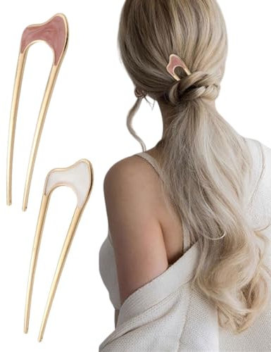 IPNSDON 2 PCS Pinces à Cheveux en Forme de U, Pinces à Cheveux en Métal, Pinces à Cheveux Français, Grandes Fourches à Cheveux, Pinces à Cheveux, Accessoires pour Cheveux, Femmes, Filles