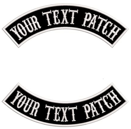 QIMAMADE Patch Personalisiert Aufnäher Selbst Gestalten Namensschild Stickabzeichen für Motorrad Biker Rocker Aufnäher aufbügeln oder aufnähen 2PC Oben & Unten Größe XL