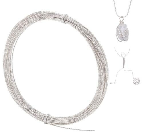 PH PandaHall Alambre redondo trenzado de plata 925 de 0,8 mm/calibre 20, alambre de cobre de 10 m, alambre de perlas de cobre para joyas, alambre para manualidades y manualidades