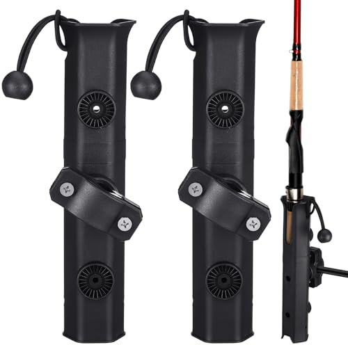 Seenelling 2 PCS Pole Mount Fishing Rod Holders for Bike Rack Rotatable Fishing Chair Pole Holders with Mount Clamp for Boat Bicycle Motorcycle Kayak Cart(Black)