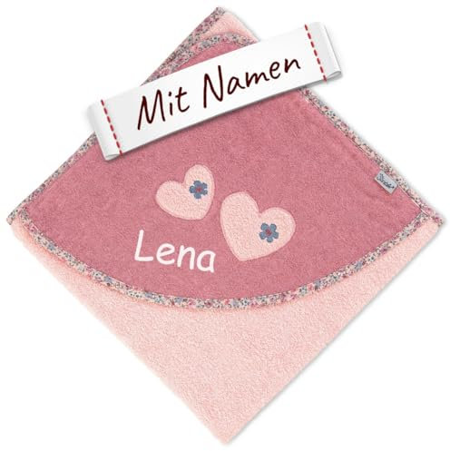 Sterntaler Kapuzenhandtuch mit Namen Bestickt für Baby & Kinder, Mädchen Badetuch Badehandtuch/Kinder-Badetuch mit Kapuze personalisiert (Modell 4)