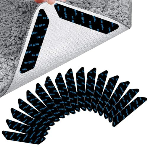 CIATBYYJ 16 Stück Teppich Antirutschunterlage,Teppich Stopper rutschfest,Wiederverwendbare Teppich Antirutsch Pads,Waschbare Teppichpolster Teppichgriffe,Teppich Klebepads für Hartböden Hartholzböden