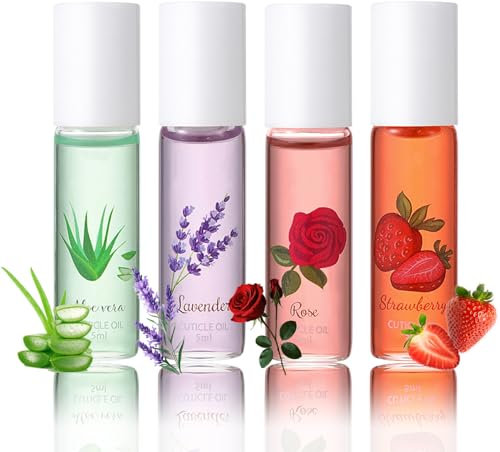 Virellay 4 Pcs Nagelhaut Öl Rose, Erdbeere, Aloe Vera und Lavendel Nail Oil - Nagelöl Repair & Protect - Pflegendes Nagel Nagelöl für Gelnägel - Nagelhautpflege - Nail Care für Hände Nägel Nagelhaut