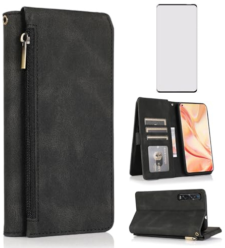 Asuwish Handyhülle für Huawei Mate 10 Pro Hülle mit Band Folie Schutzfolie Kartenfach Klappbar Leder Geldbörse Ständer Hawaii Mate10 10Pro BLA-L29 Handy Hüllen Schutzhülle Wallet Phone Case Schwarz