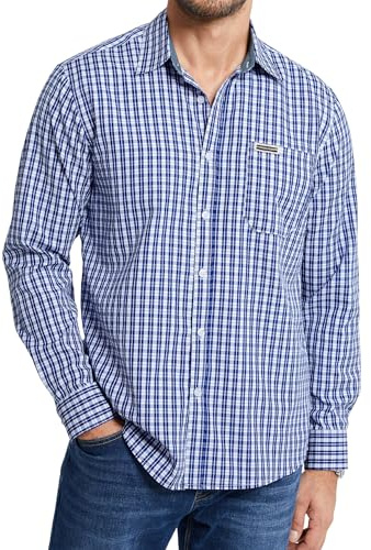 Enlision Chemise a Carreaux Homme Manches Longues Décontractée Chemises Hommes Carreau Bucheron avec Poche Contrastée Col de Casual Fete S-4XL