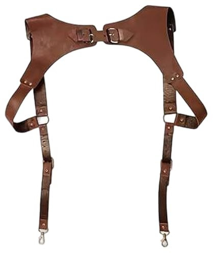 Brustgeschirr für Männer verstellbar durchschnittliche Größe braunes PU-Leder Körpergeschirr mit Clip für Herrenhemd Nachtclub-Auftritt