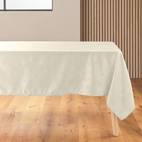 Douceur d'Intérieur, Tischdecke, rechteckig (140 x 240 cm) natürliche Schneeflocken, Jacquard