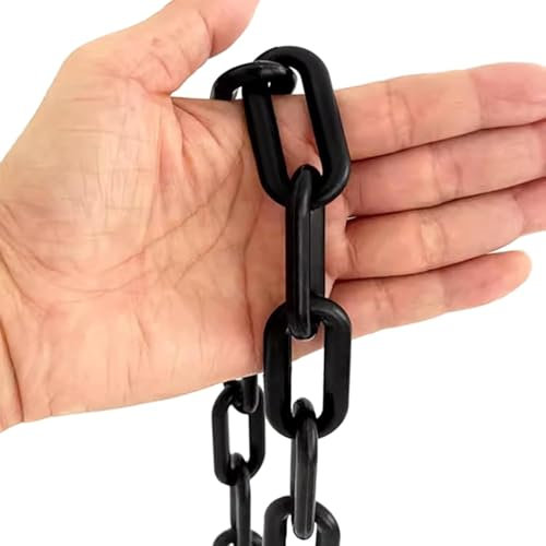 Absperrkette absperrkordel Kunststoffkettenglieder, Schwarz Blau Orange Rot Weiß Gelb Kettensicherheitsbarrieren, Für Garagen, Terrassen, Decks, Hotels, Parks Und Zaundekoration (Black, 26ft/8m)