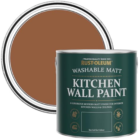 Rust-Oleum Washable Kitchen Wall & Ceiling Paint Paint, Stain, Mould and Moisture Resistant in Matt Finish - Terracotta 2.5 litres