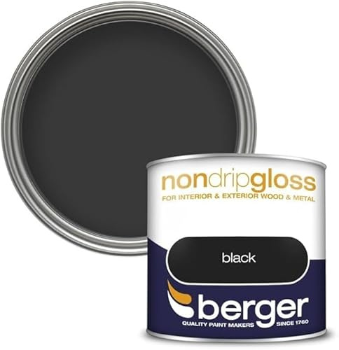 SuperGift.com Non Drip Gloss Paint Black 250ml – High Gloss Finish for Wood & Metal, Easy-Apply Trim Paint for Touch-Ups, Doors, Skirting & DIY