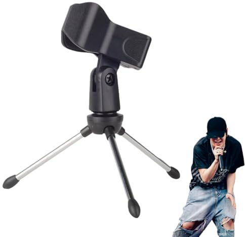 Treppiede con supporto per microfono, supporto per microfono con base per | Supporto per microfono da tavolo portatile