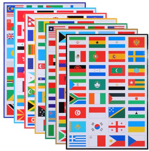 Angoily 14 Sheets World Flag Stickers Set 30x21cm National Decals Mixed | Waterproof PVC country flag sheets for kids projects, football match days luggage decor featuring clean residue-free removal