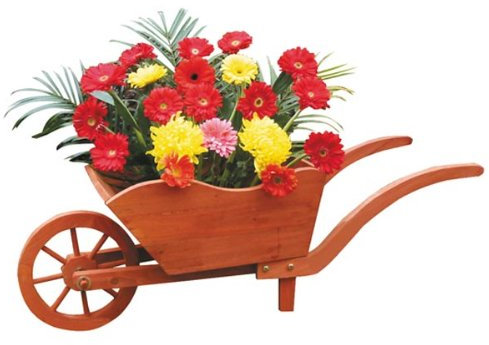Pflanzschubkarre Schubkarre Blumenkübel, Holz, 100x30x34cm