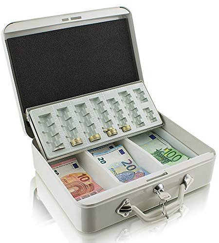 BITUXX 30cm Lichtgrau Geldtransportbox Geldkassette Münzzählbrett Zähl- und Transportkassette Münzkassette Geld Kasse Geldkasse Transportbox 300mm