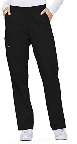 Dickies EDS Signature Women Scrubs Pant Natural Rise Tapered Leg Pull-on 86106, Black, XL