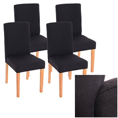 Mendler 4er-Set Esszimmerstuhl Stuhl Küchenstuhl Littau - Textil, schwarz, helle Beine