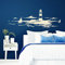 Grandora Skyline Küstenlandschaft Leuchtturm I cremeweiß 120 x 42 cm I Bad Wohnzimmer Schlafzimmer Aufkleber Wandaufkleber Wandsticker Modern W974